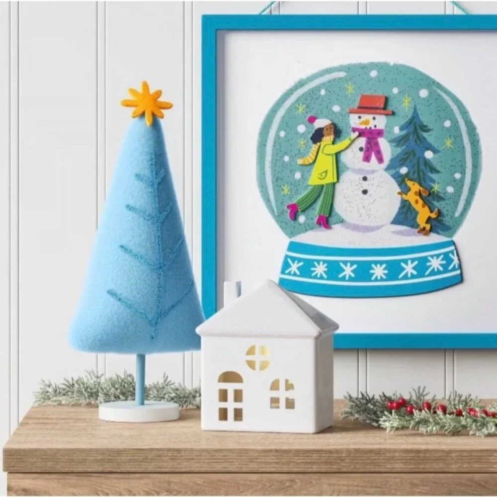 Fabric Christmas Tree Figurine with Gold Star Wondershop™ Light Blue Decor
